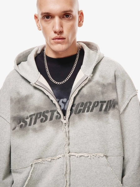 Зип Худи с принтом p.p.s., цвет: серый,  купить онлайн