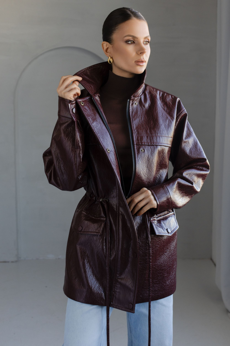 Парка из экокожи VLVT, цвет: Бордовый, 00-00005295 купить онлайн