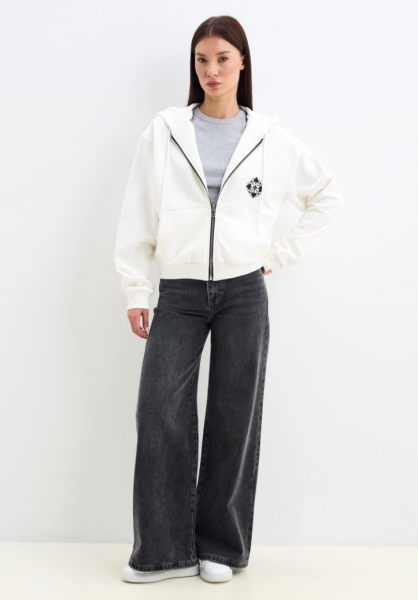 Худи на змейке SCANDALIS, цвет: молочный, ХБ003а купить онлайн