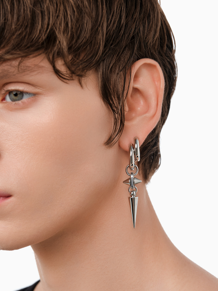 Моносерьга с шипом RUSHEV, цвет: Серебряный RSHV_N25_MN1 | новая мужская коллекция купить онлайн