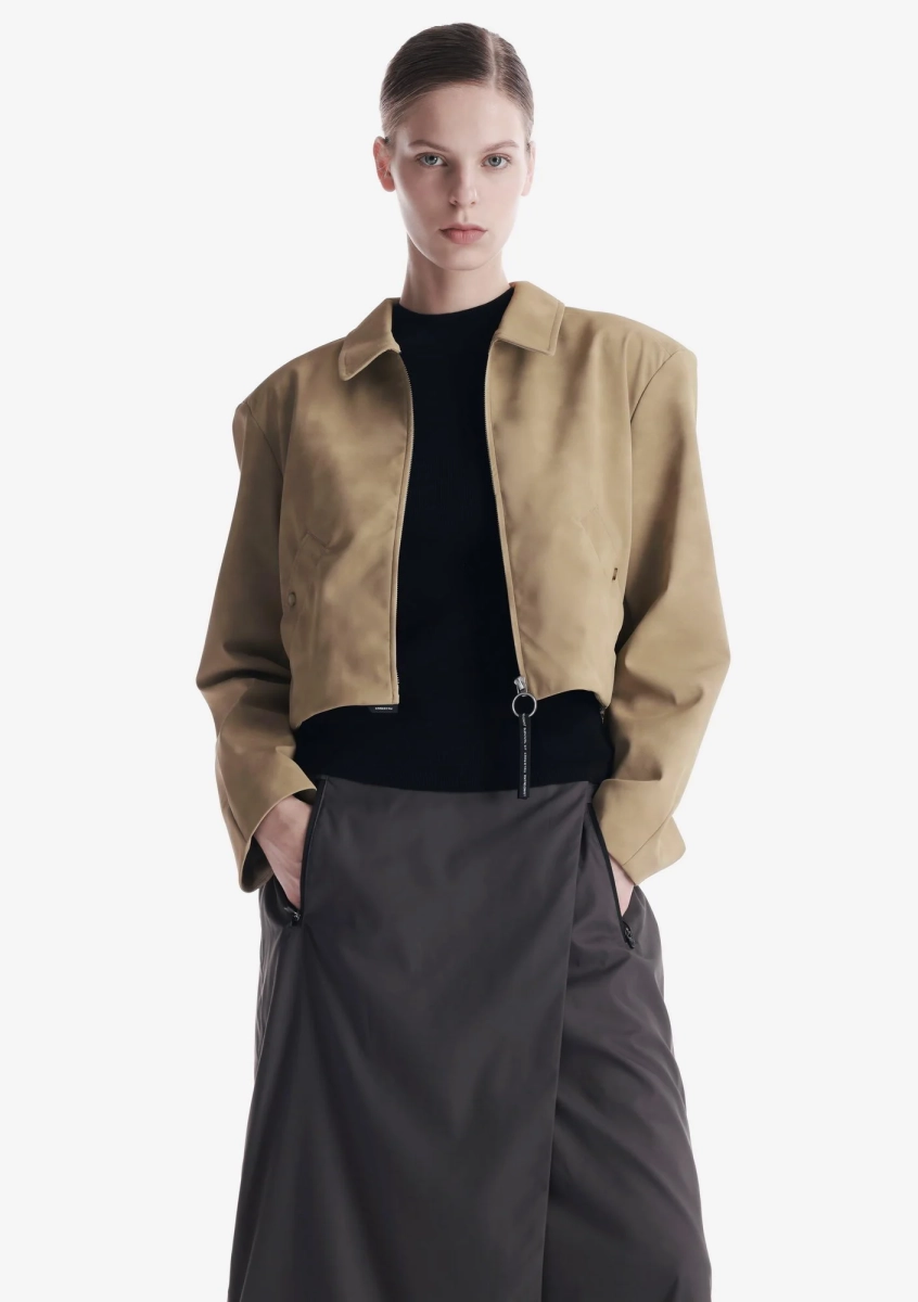 Укороченная куртка из экозамши