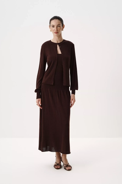Кардиган из лиоцелла и шерсти Charmstore, цвет: шоколадный, 305-588119-551 купить онлайн