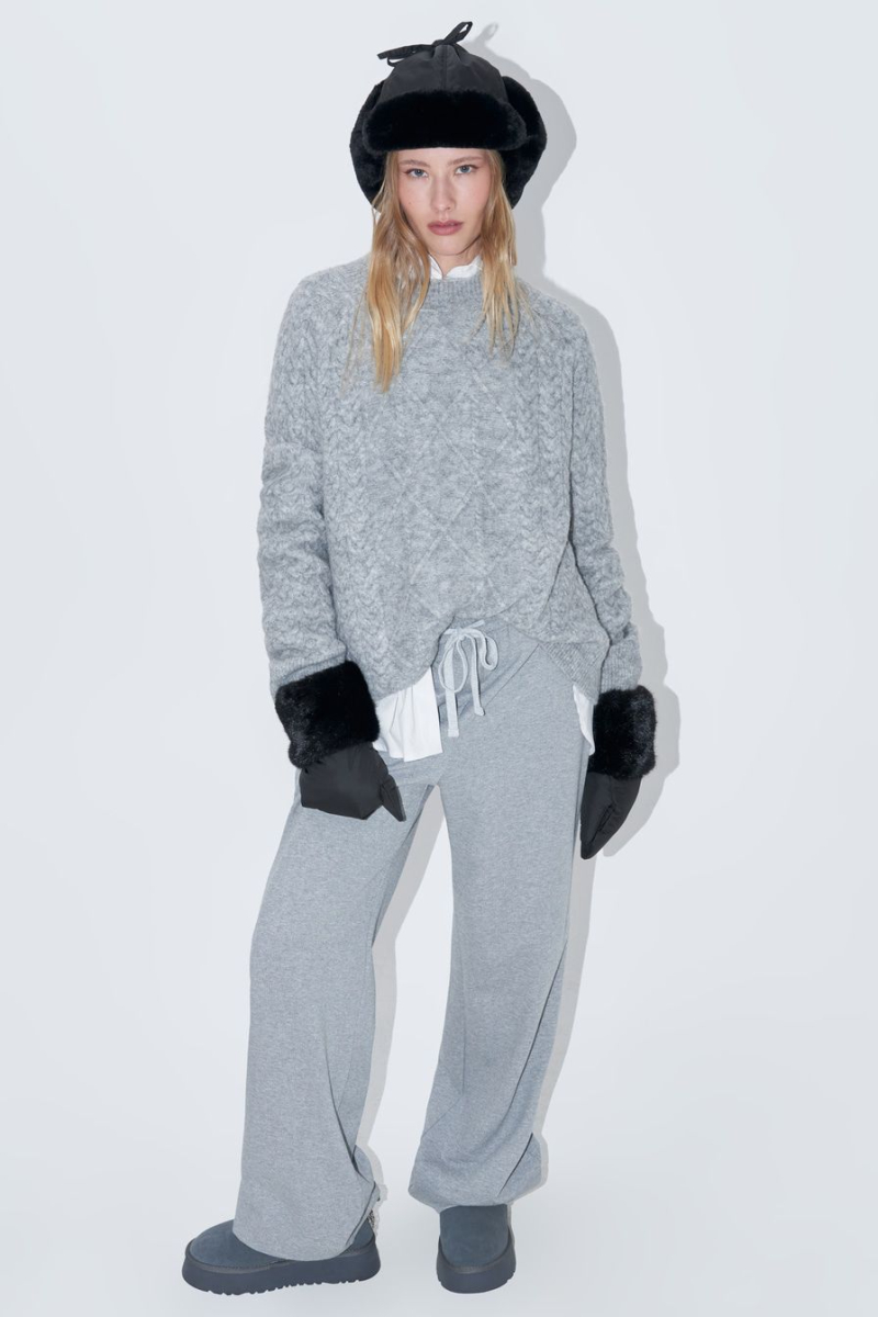 Джемпер с вязкой «косичка» TOPTOP, цвет: серый, TTS.050.13884.800 купить онлайн