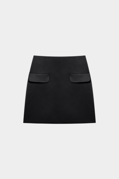 Юбка мини с клапанами из сатина