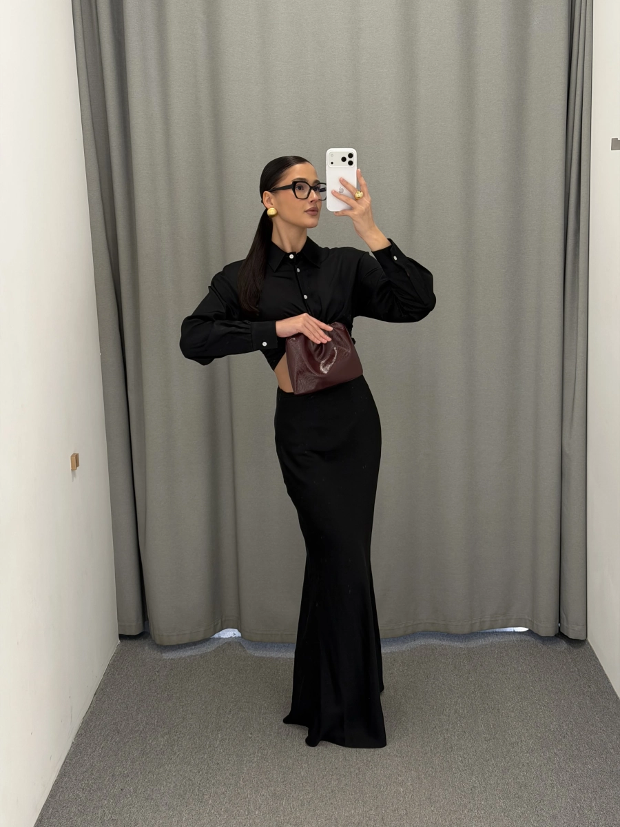 Укороченная рубашка MUSE ME, цвет: Черный, BL021 купить онлайн