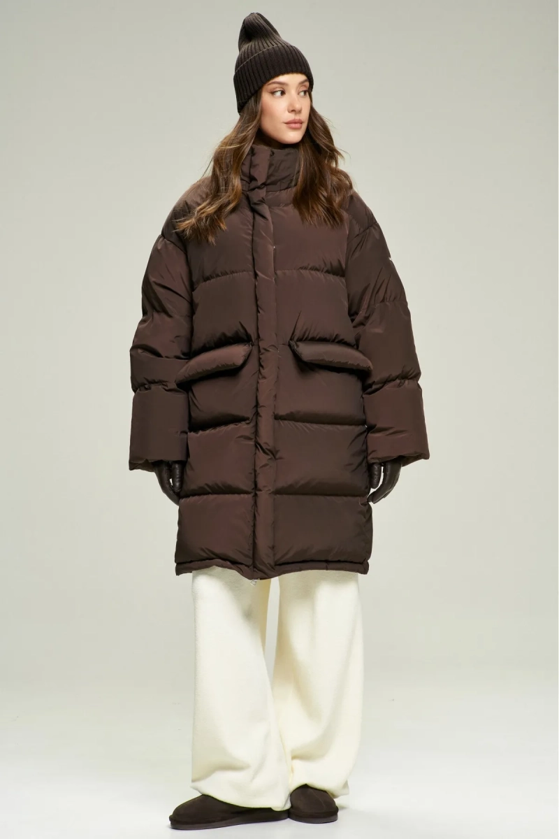 Пуховик удлиненный Brown Erist store, цвет: коричневый, НФ-00002830 купить онлайн