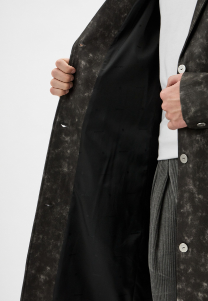 Пальто Однобортное Vintage Leather Coat Berhasm, цвет: серый, tre24-1-grey купить онлайн