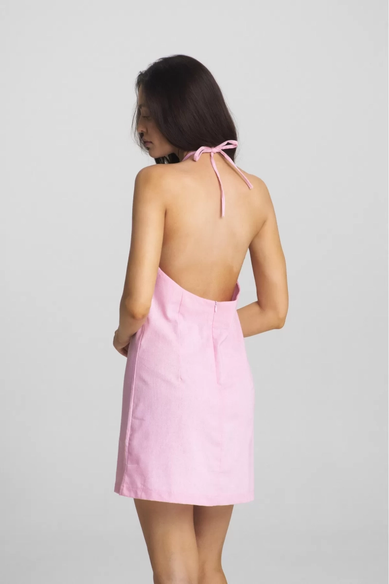 Платье мини из смесового льна Pink Erist store, цвет: розовый, НФ-00002472 купить онлайн