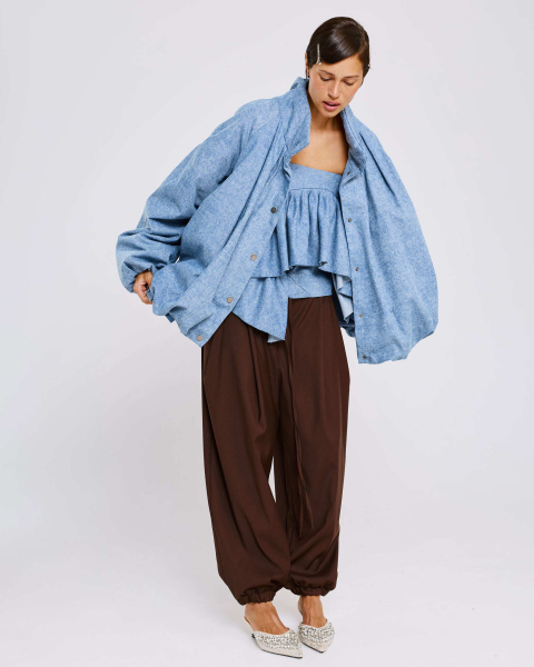 Куртка баллон из денима Anmuse, цвет: синий, JCK26SP228-DM купить онлайн