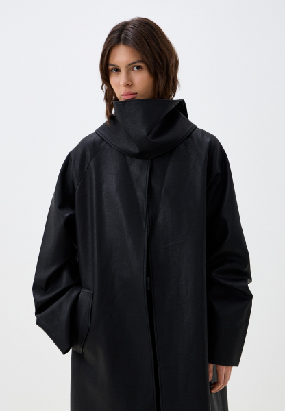 Кожаный тренч ENEVOO, цвет: Черный, 03549 купить онлайн