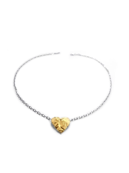 Серебряное колье сердце "Folio" gold