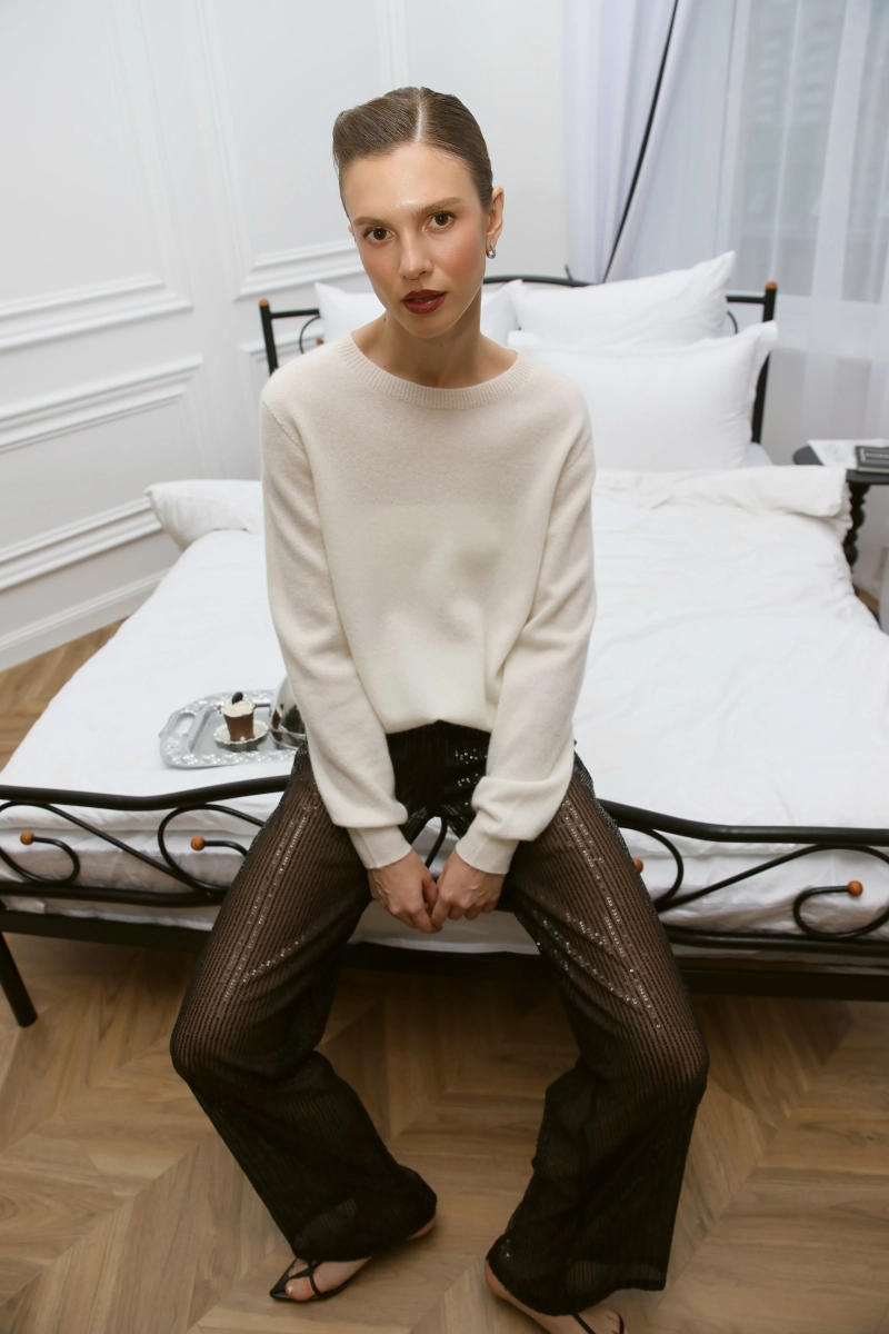 Брюки сверкающие из пайеток Ricoco, цвет: Черный, 5019/2 со скидкой купить онлайн