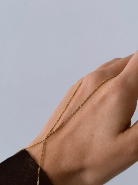 Серебряный браслет-слейв на цепочке на руку gold SBLESKOM, цвет: позолота, 20902 купить онлайн