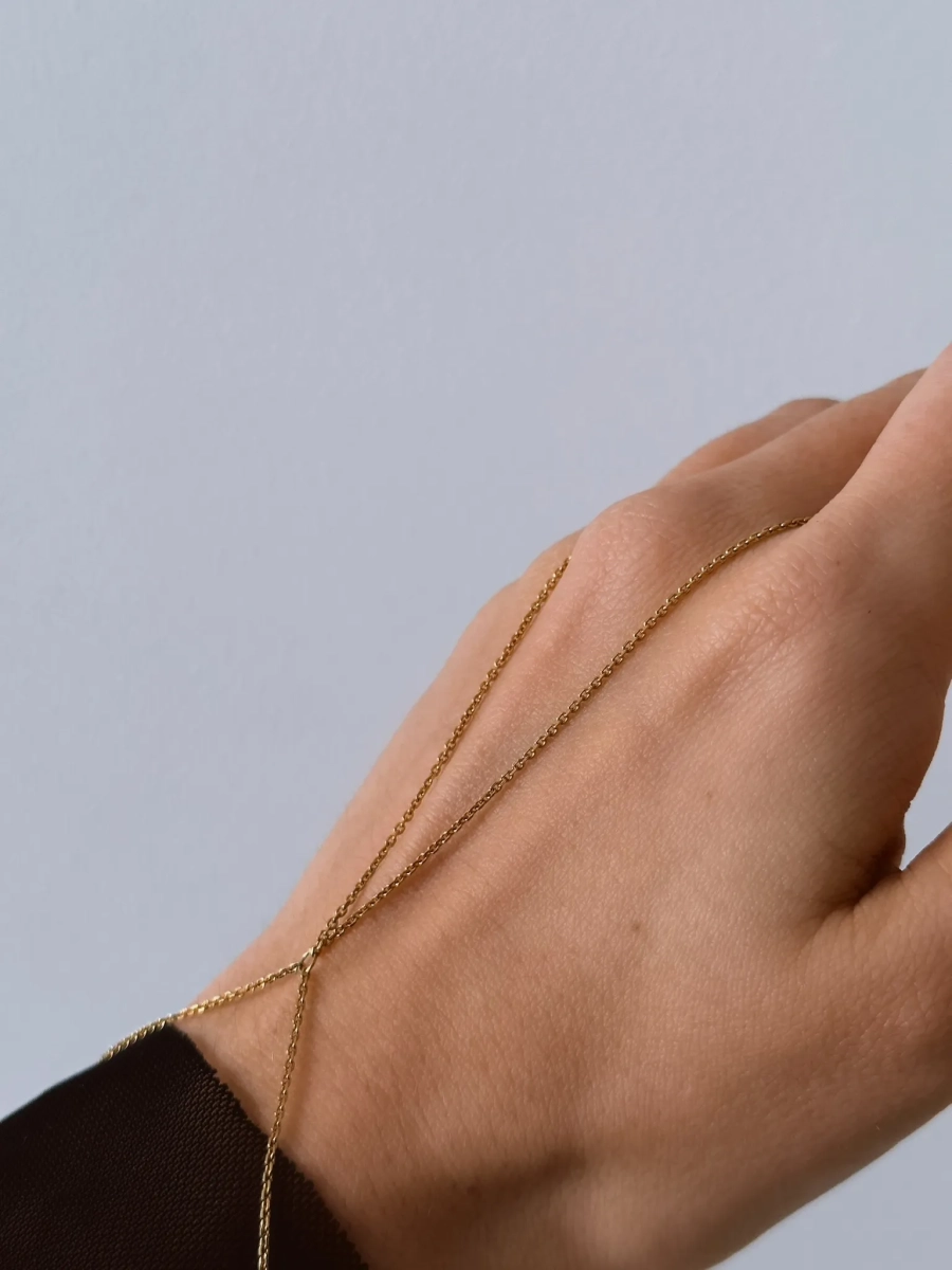 Серебряный браслет-слейв на цепочке на руку gold SBLESKOM, цвет: позолота, 20902 купить онлайн