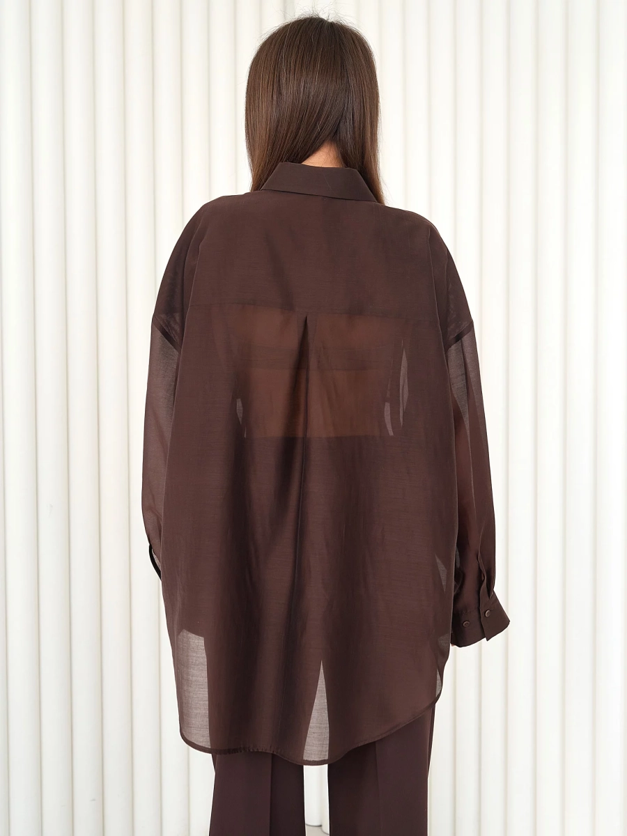 Блуза-рубашка воздушная I.B.W., цвет: шоколад, BL030 купить онлайн