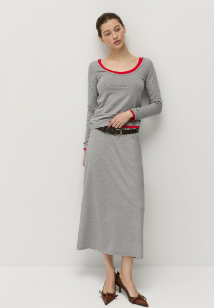 Юбка бельевая из модала с хлопком AROUND, цвет: серый меланж,  купить онлайн