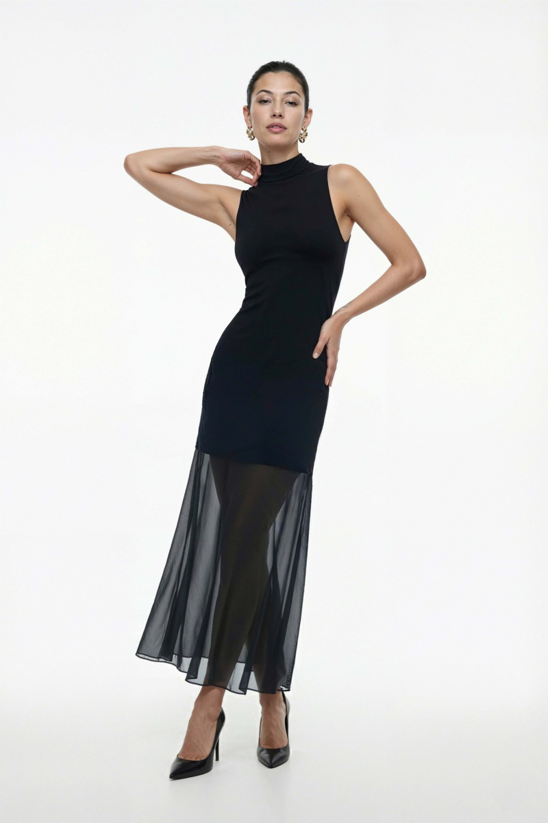 Платье с воротом из сетки REFERT, цвет: Черный, 08-4094/1-2511 купить онлайн