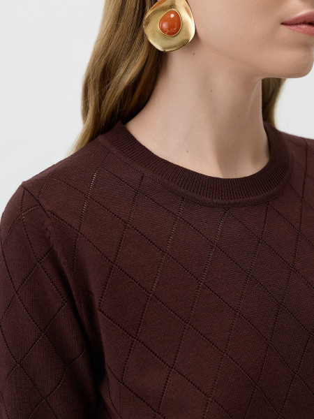 Джемпер с перфорацией Conso, цвет: темно-коричневый, KJS 260738 - темно-коричневый купить онлайн