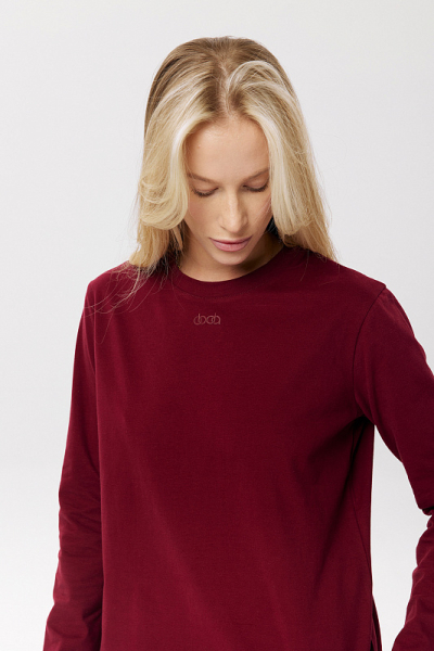 Лонгслив из бархатистого хлопка ABDA, цвет: бургунди, 432511904050 купить онлайн