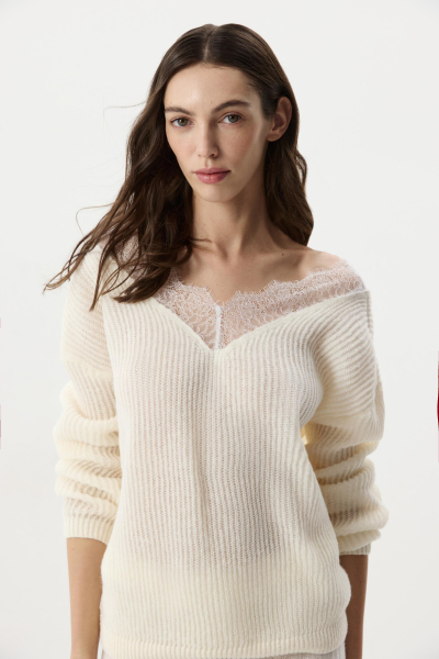 Джемпер с кружевом Charmstore, цвет: молочный, 303-49281-111 купить онлайн