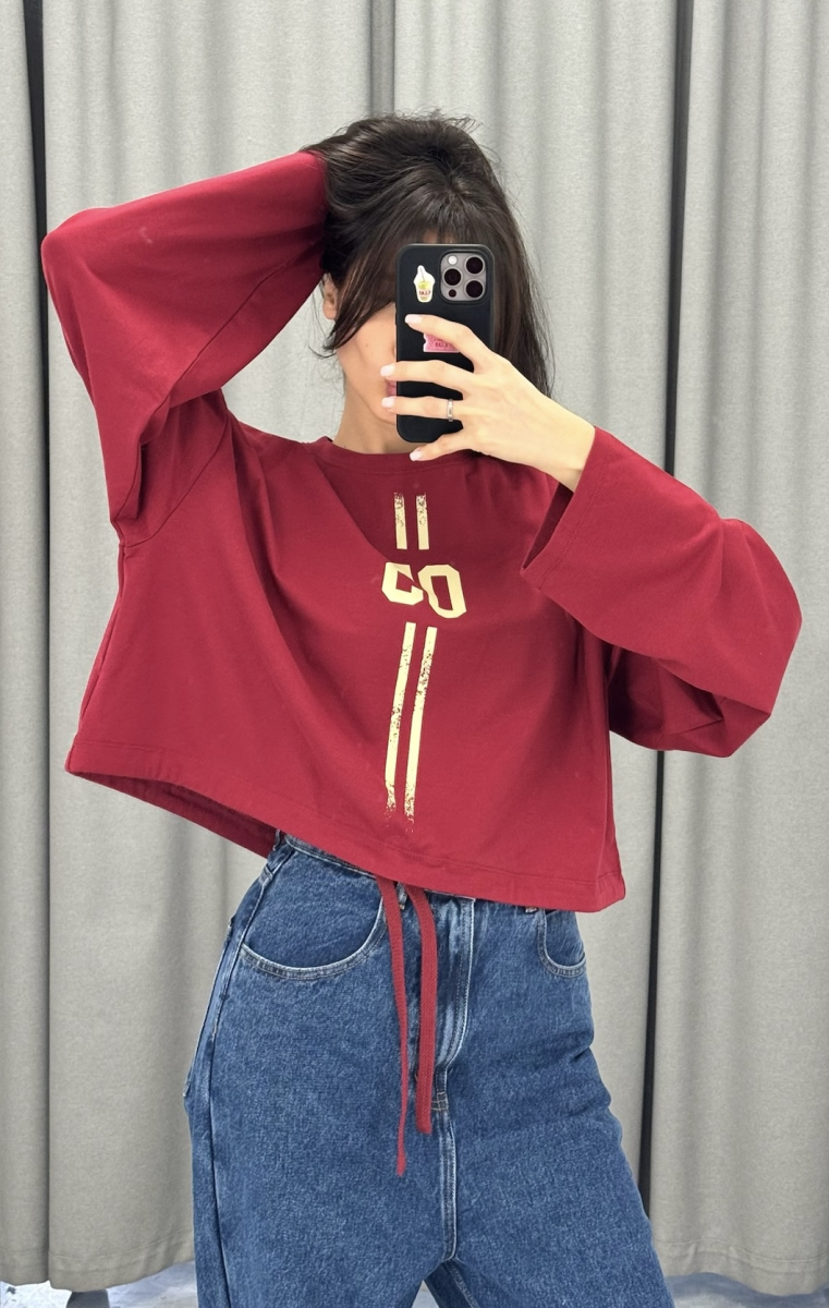 Лонгслив на кулисе 05 BURGUNDY Label .B, цвет: burgundy, Tp.03.5.41.1025BRD купить онлайн