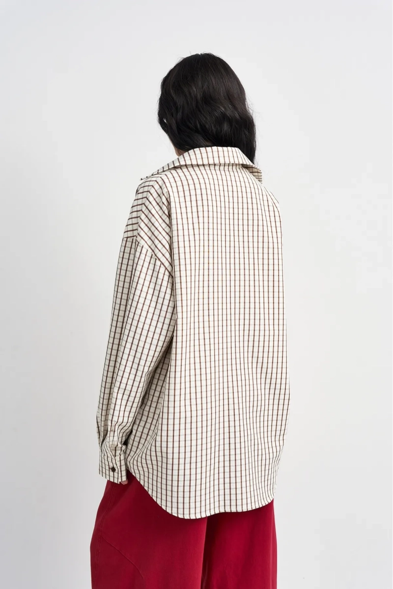 Рубашка в клетку Erist store, цвет: коричневый, НФ-00003484 купить онлайн