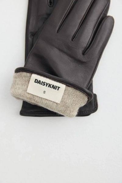 Перчатки кожаные с подкладом из шерст Daisyknit, цвет: коричневый  |новая коллекция купить онлайн