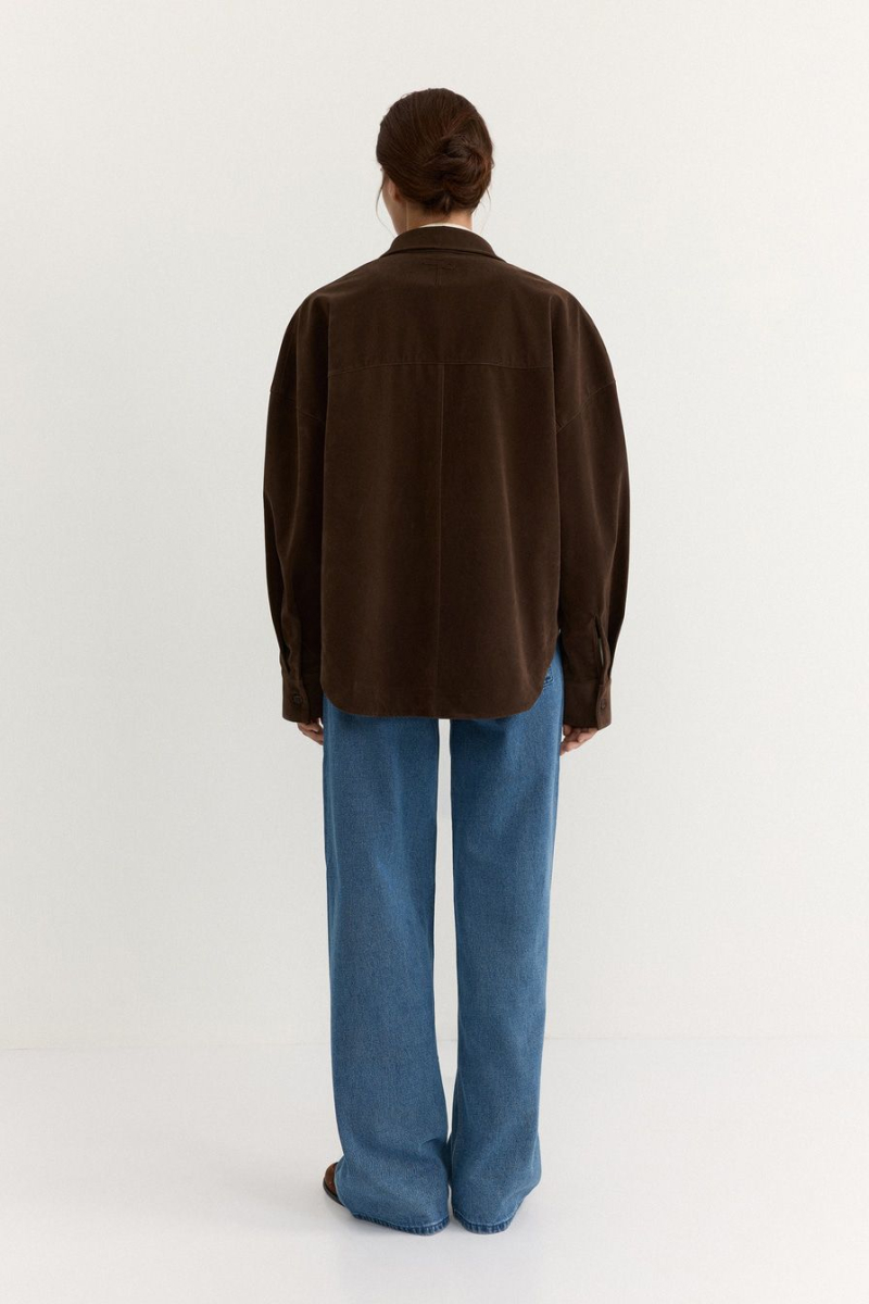 Рубашка из экозамши TOPTOP, цвет: коричневый, TT.021.17921.700 купить онлайн