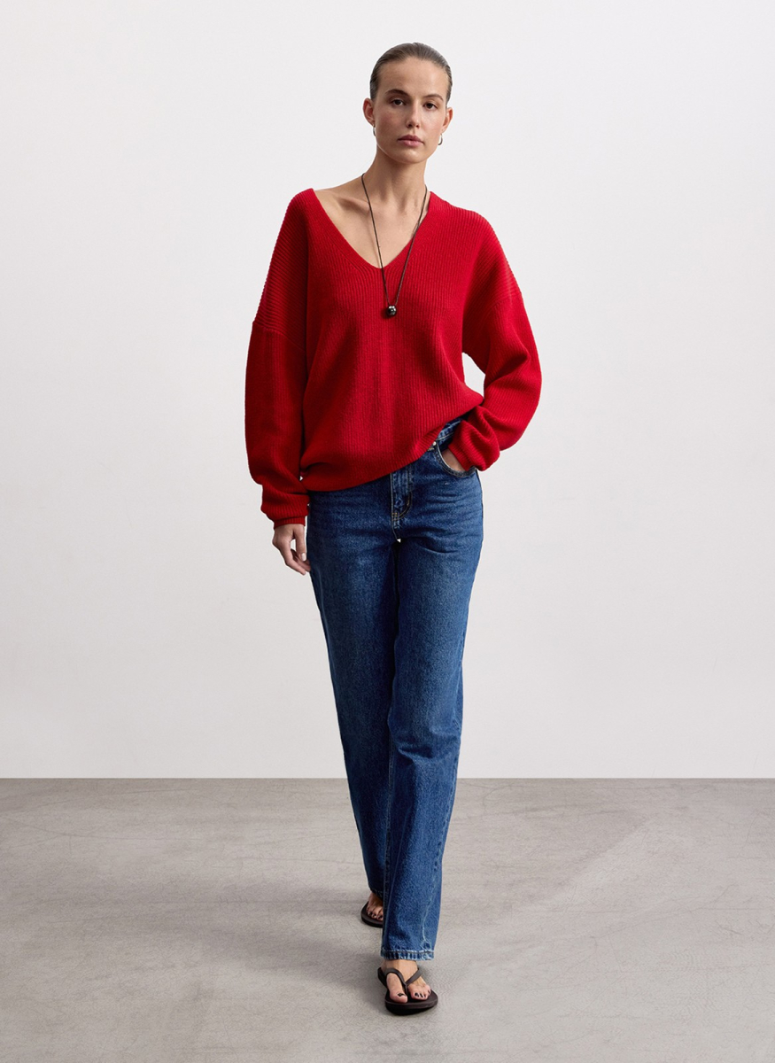 Джемпер с V-образным вырезом ALL WE NEED, цвет: красный, 2603W3545-07 купить онлайн