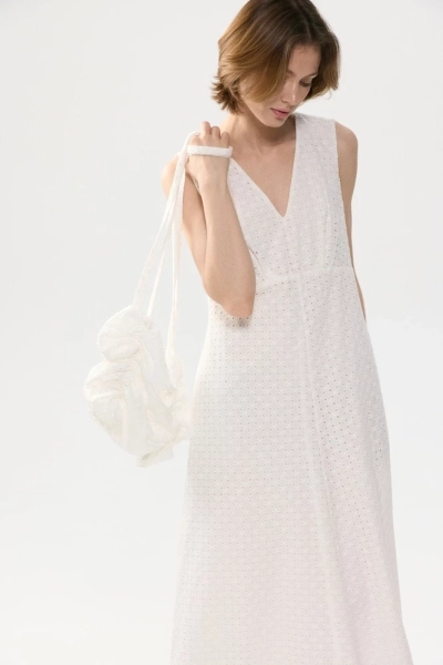Платье макси из хлопка Broderie Anglaise Daisyknit, цвет: белый  |новая коллекция купить онлайн
