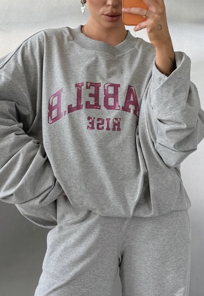 Свитшот с защипами тонкий Label .B, цвет: серый меланж,  купить онлайн