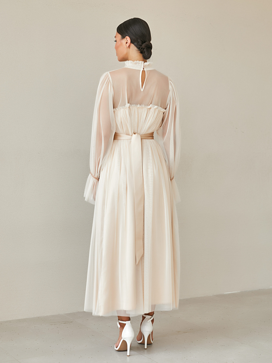 Платье воздушное из сетки I.B.W., цвет: сетка стрейч, молочный, ED032 купить онлайн