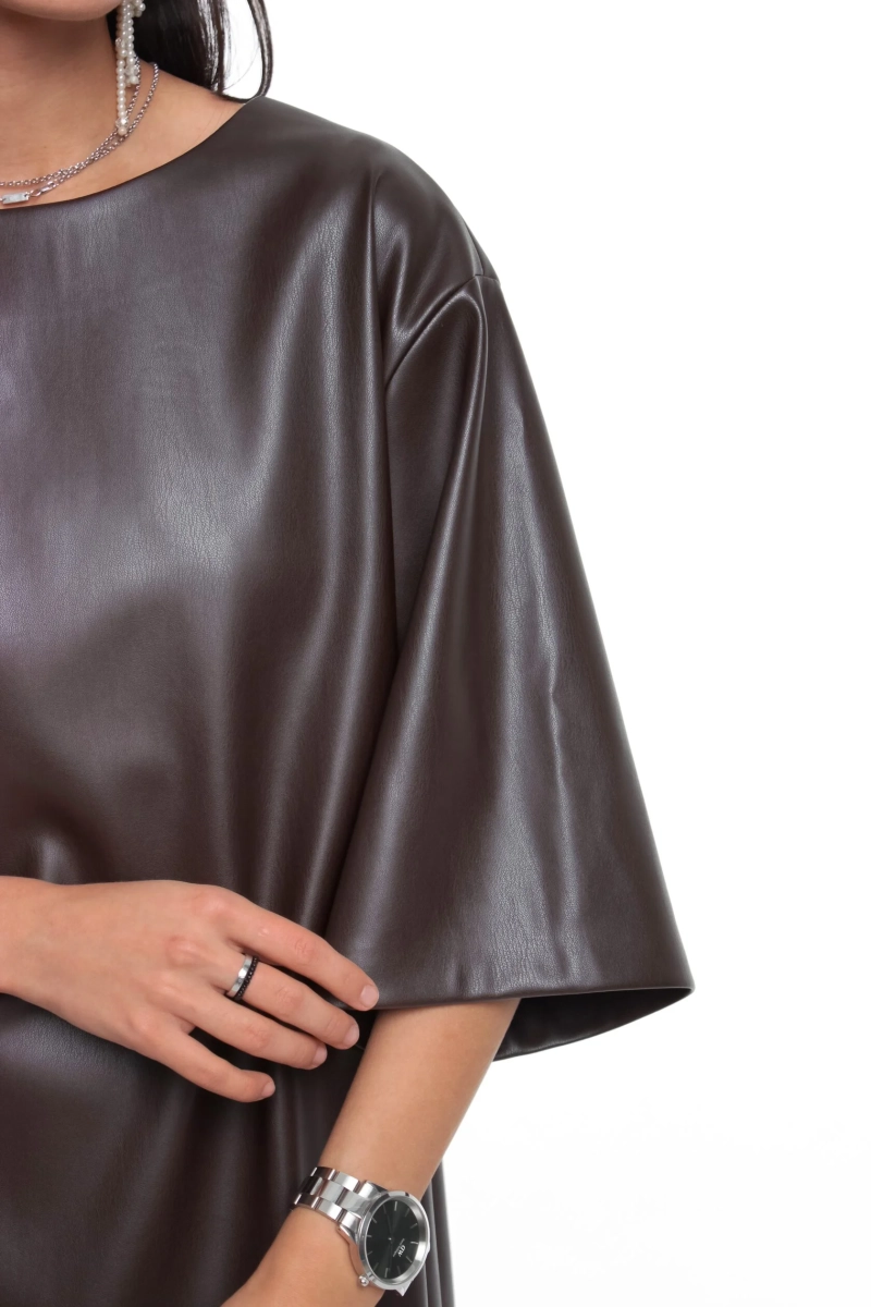 Футболка из экокожи GARCHIT, цвет: коричневый,  купить онлайн