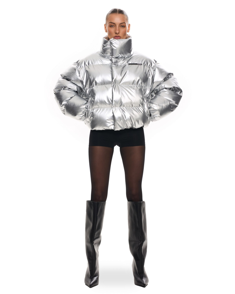 Пуховик оверсайз укороченный Suborbia, цвет: Серебряный, 006158 купить онлайн
