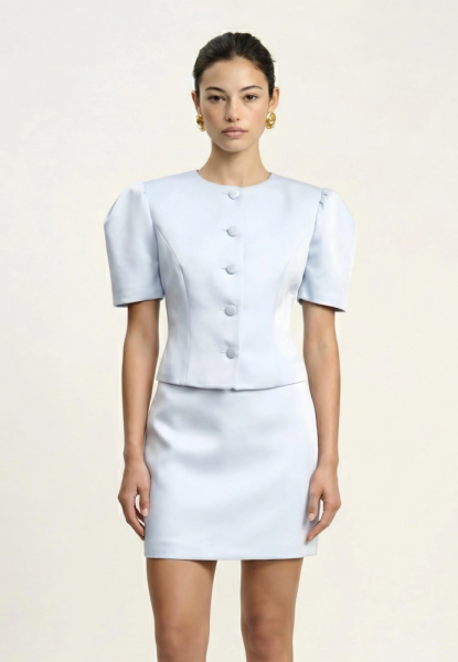 Жакет с объемными рукавами из сатина