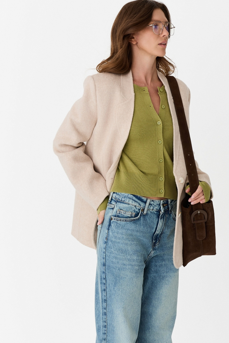 Пальто укороченное из шерсти Ricoco, цвет: бежевый, 5000/2 купить онлайн