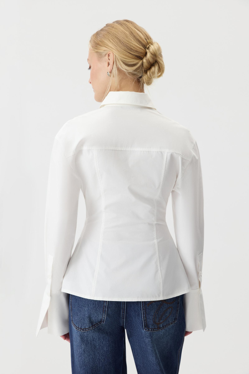 Рубашка приталенная из хлопка Charmstore, цвет: молочный, 112-45546-111 купить онлайн