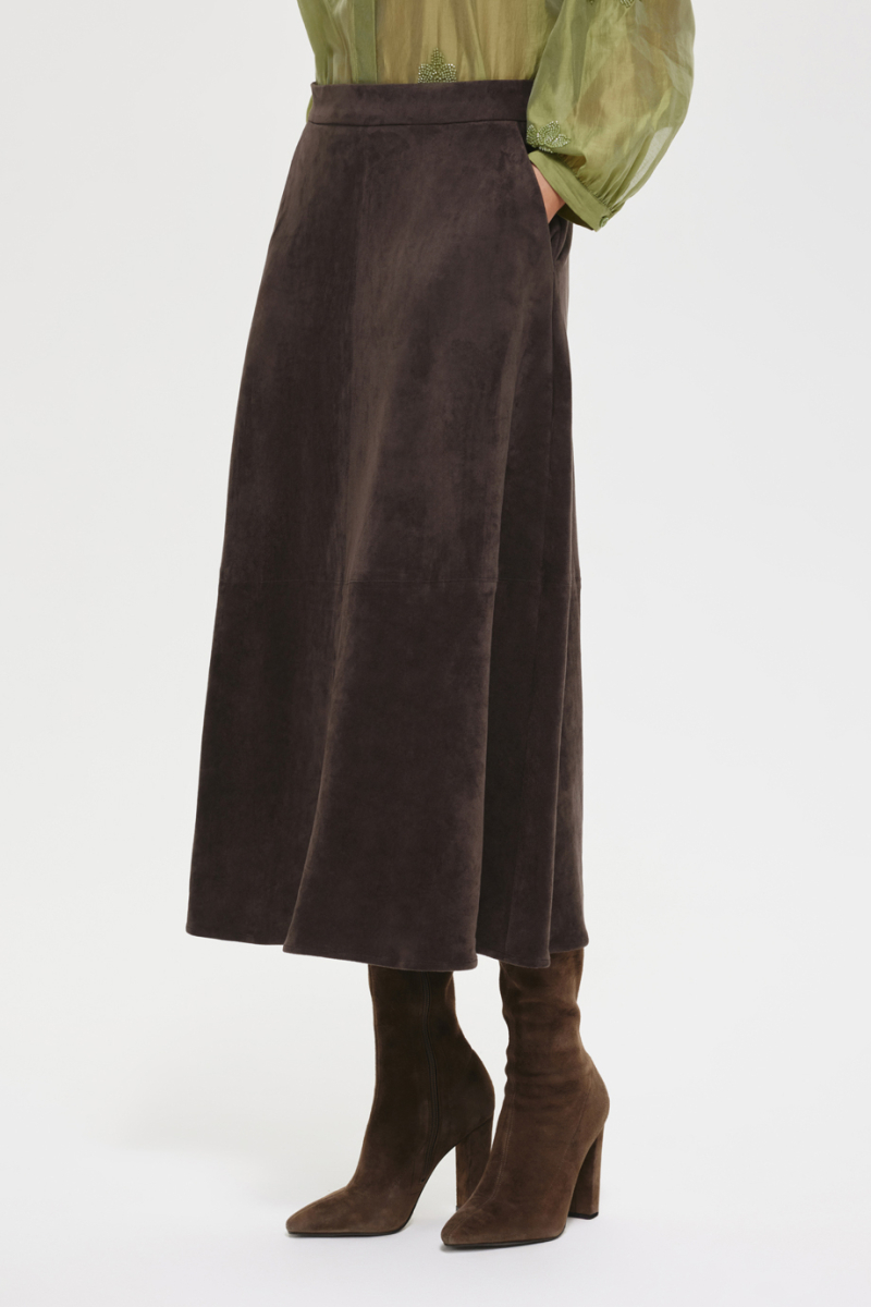 Юбка из экозамши DREAMS BY ALENA AKHMADULLINA, цвет: коричневый, 225102100204282/108000 купить онлайн