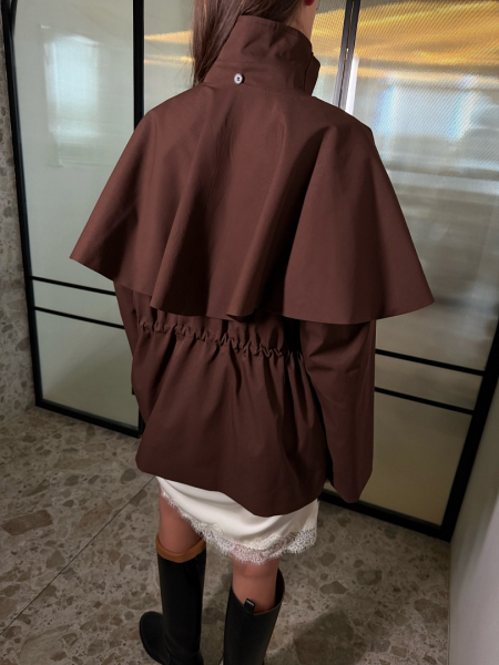 Тренч со съемным кейпом Ricoco, цвет: коричневый, 7058/1 купить онлайн