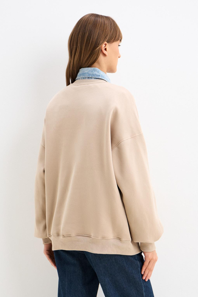 Свитшот с вышивкой ENEVOO, цвет: бежевый, 02846 купить онлайн