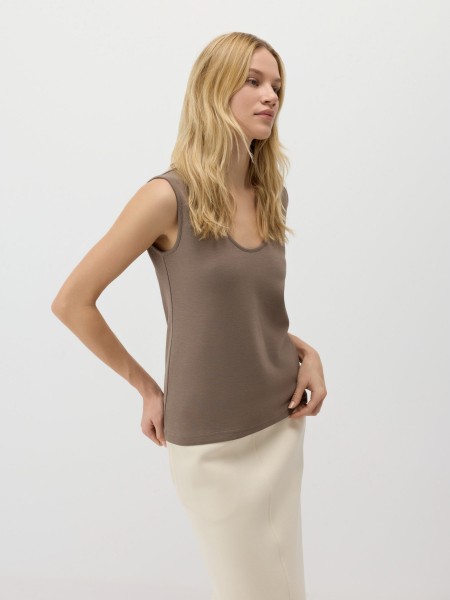 Топ с широкими бретелями из неофутера Conso, цвет: коричневый,  купить онлайн