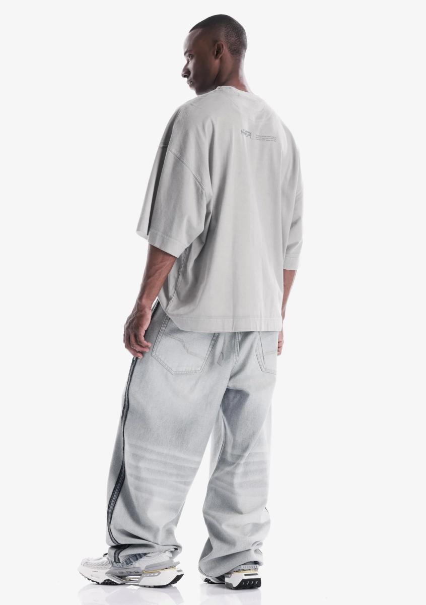 Спрей-окрашенная футболка с потрескавшимся логотипом KRAKATAU, цвет: Светло-серый, Tm142-3 купить онлайн