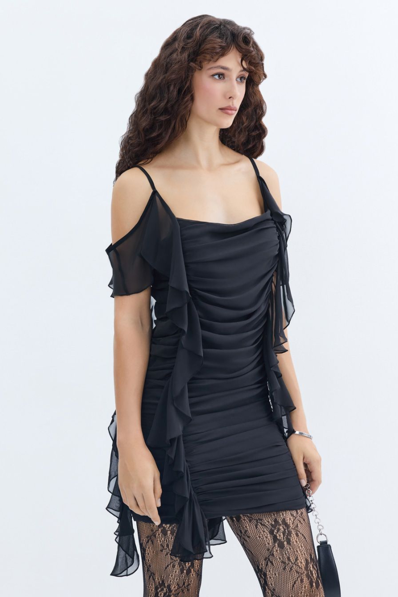 Платье с драпировками TOPTOP, цвет: Черный, TT.010.16047.900 купить онлайн