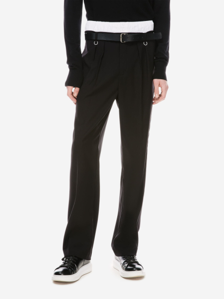 Брюки прямого кроя с двойным поясом