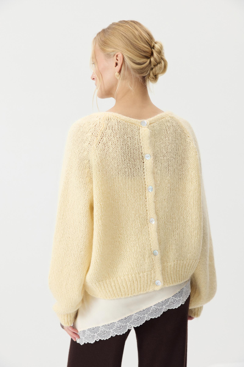 Кардиган из шерсти мериноса и альпаки Charmstore, цвет: Сливочный, 305-44098-121 купить онлайн