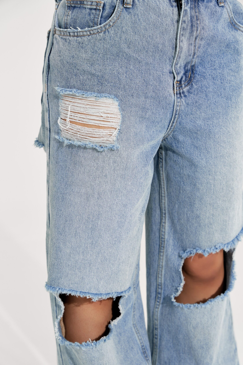 Джинсы MAMA NE POYMET CUTS BLUE YONS, цвет: голубой, YO-402 купить онлайн