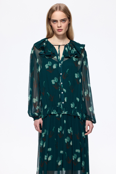 Платье из шифона с принтом DREAMS BY ALENA AKHMADULLINA, цвет: зеленый,  купить онлайн