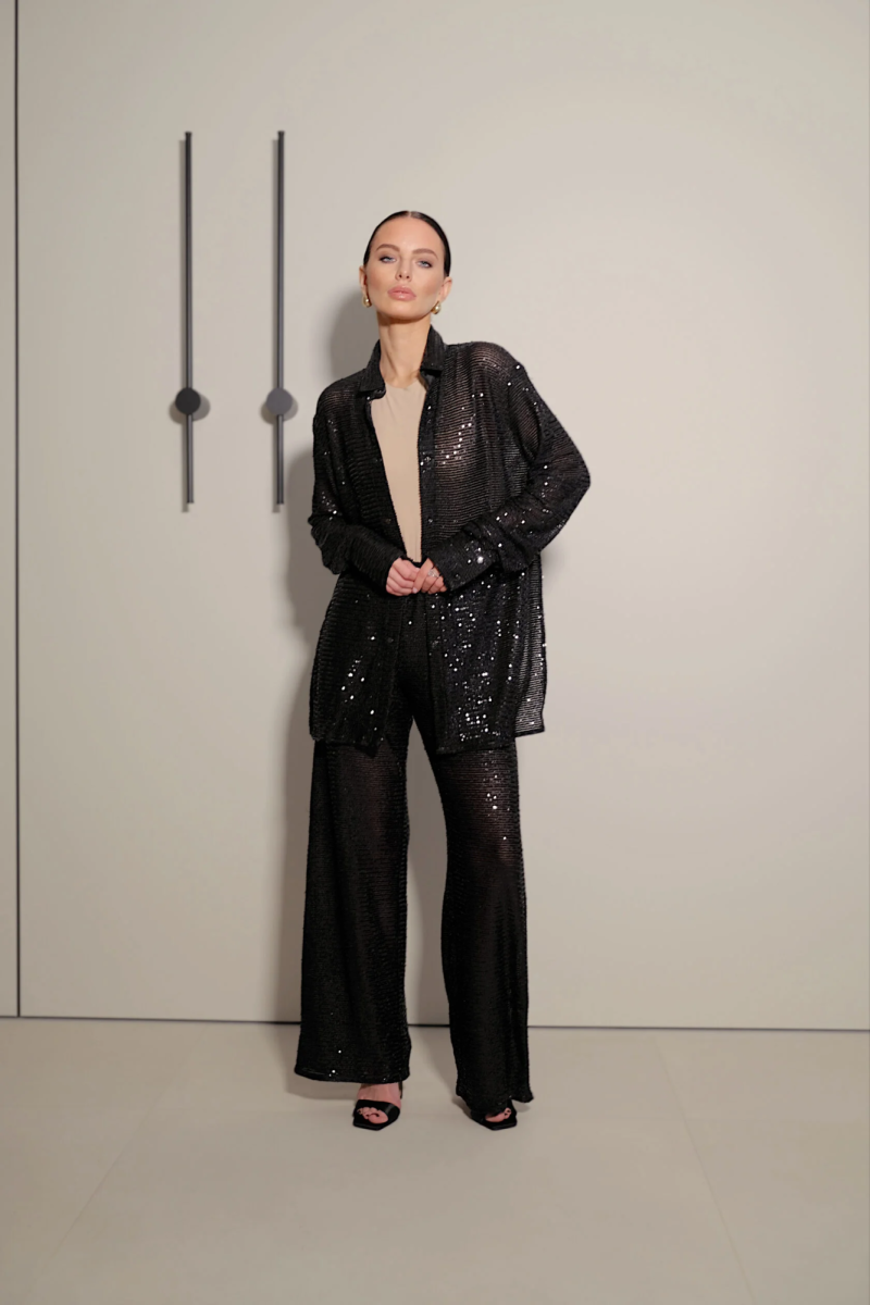 Брюки широкие из пайеток