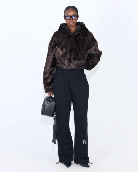 Шуба бомбер CROPPED BROWN ASIA ST 71, цвет: коричневый, Ast71.fur-bmbr-crop купить онлайн