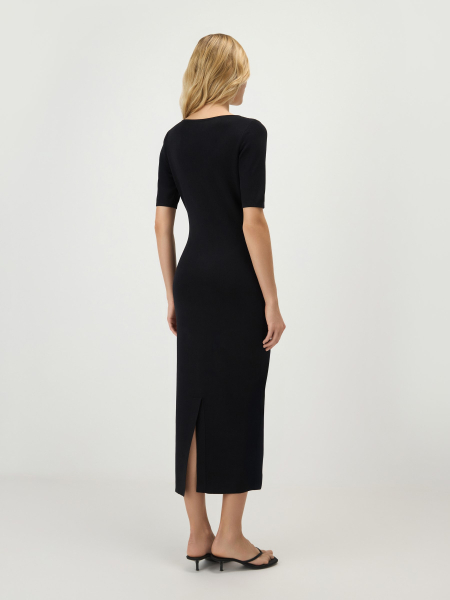Трикотажное платье миди Conso, цвет: Черный, KDL 260716 - черный купить онлайн